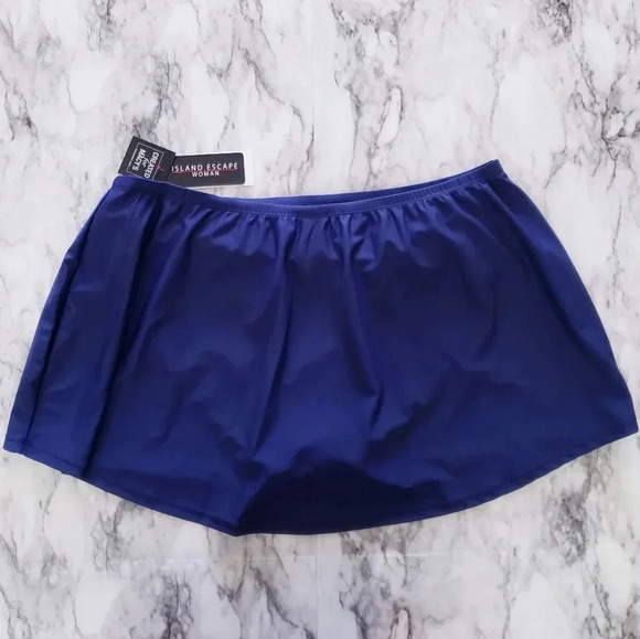 Island Escape Skirtini Skirt Swimwear Navy Blue Built-In Brief Size 18 W - Picture 2 of 8